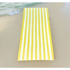 Havana 1960 Large Hotel Cotton Resort Pool Beach Towel Yellow Striped 31x62.5